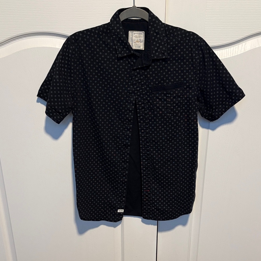 Alexander Julian Black Short-Sleeve Button-Down Shirt with Small Geometric Print